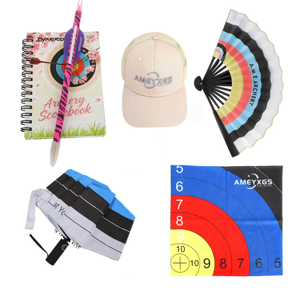 Archery Creative Product Set Score Book Pen UV Umbrella Fan Hat Towel for Outdoor Archer Gift Shooting Target Practice Accessory