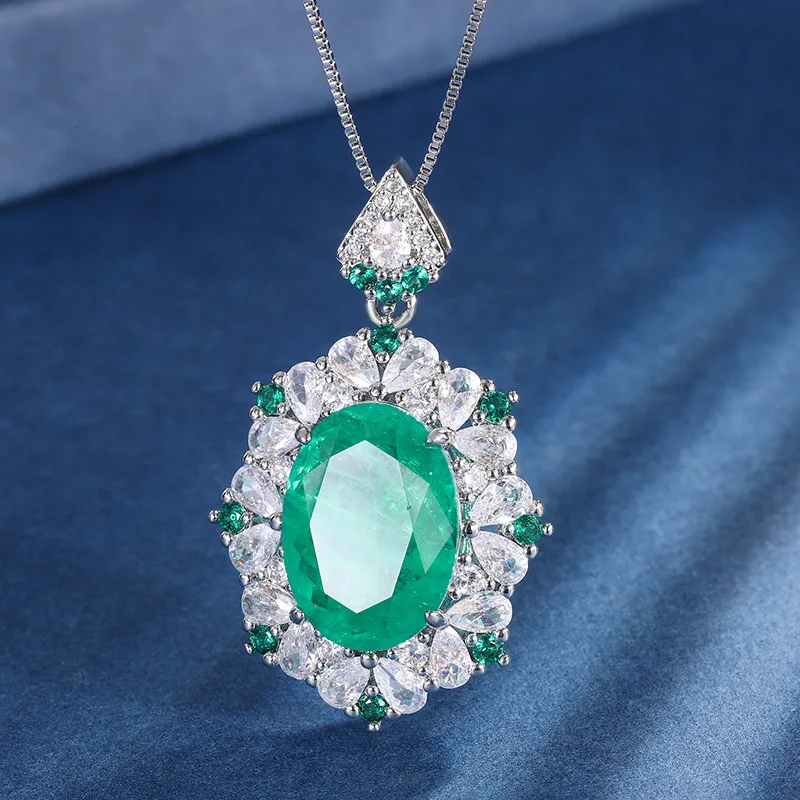 Jewelry Plated New Gold European and American Retro Gemstone Pendant Necklace with Main Stone 13*18