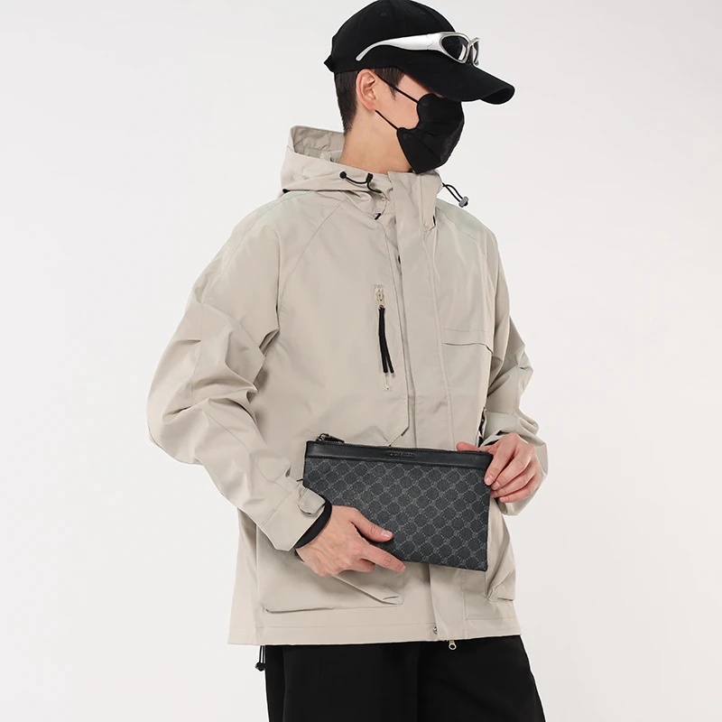 

Men's soft leather new trendy large capacity clutch envelope bag, men's wallet handheld phone bag