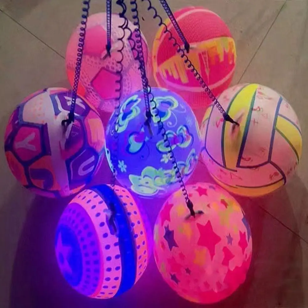 Portable Luminous Ball Multistyles 22cm Inflatable Throwing Bouncy Ball Flashing Sport Fitness ball Outdoor Interactive Games