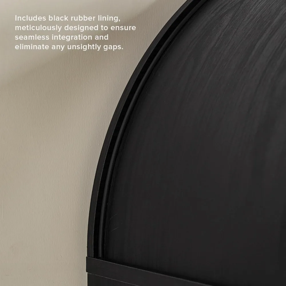 خزانة Lauren مقوسة بطول 77.4 بوصة، وخزانة كتب مقوسة من 5 طبقات مع أبواب وأرفف قابلة للتعديل، ورف كتب على شكل قوس مع مساحة تخزين