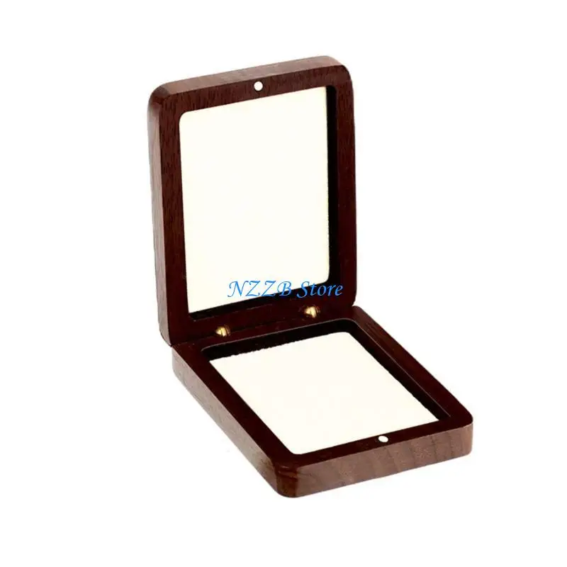 

T21F Coin Display Case Secure Medals Storage Chest Wooden Badge Packing Box Practical Commemorative Holder