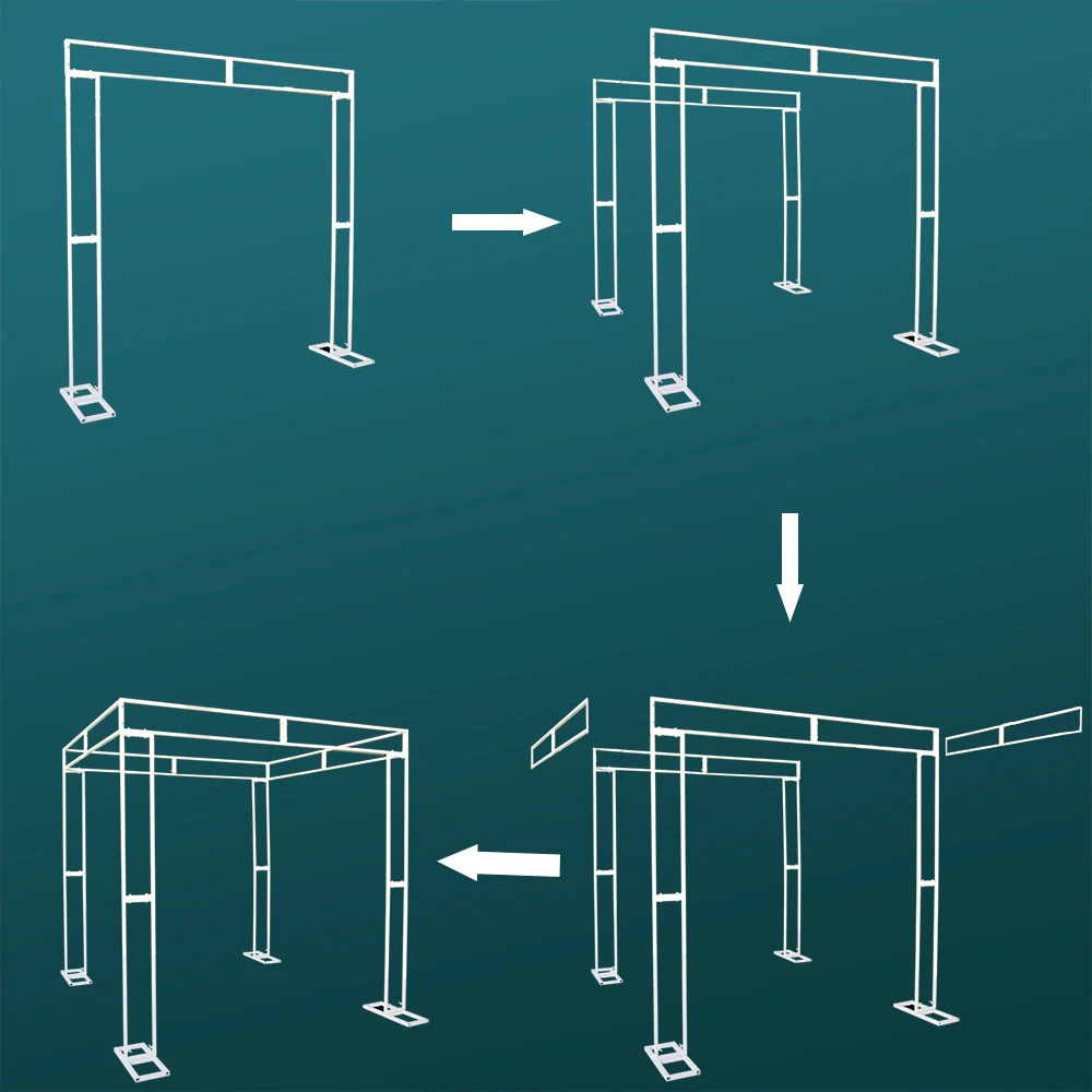 

Square Iron Stand Wedding Decoration Mariage Backdrop Decor Props 7.2ft Square Gazebo Metal Flower Stand for Multi-event Decor