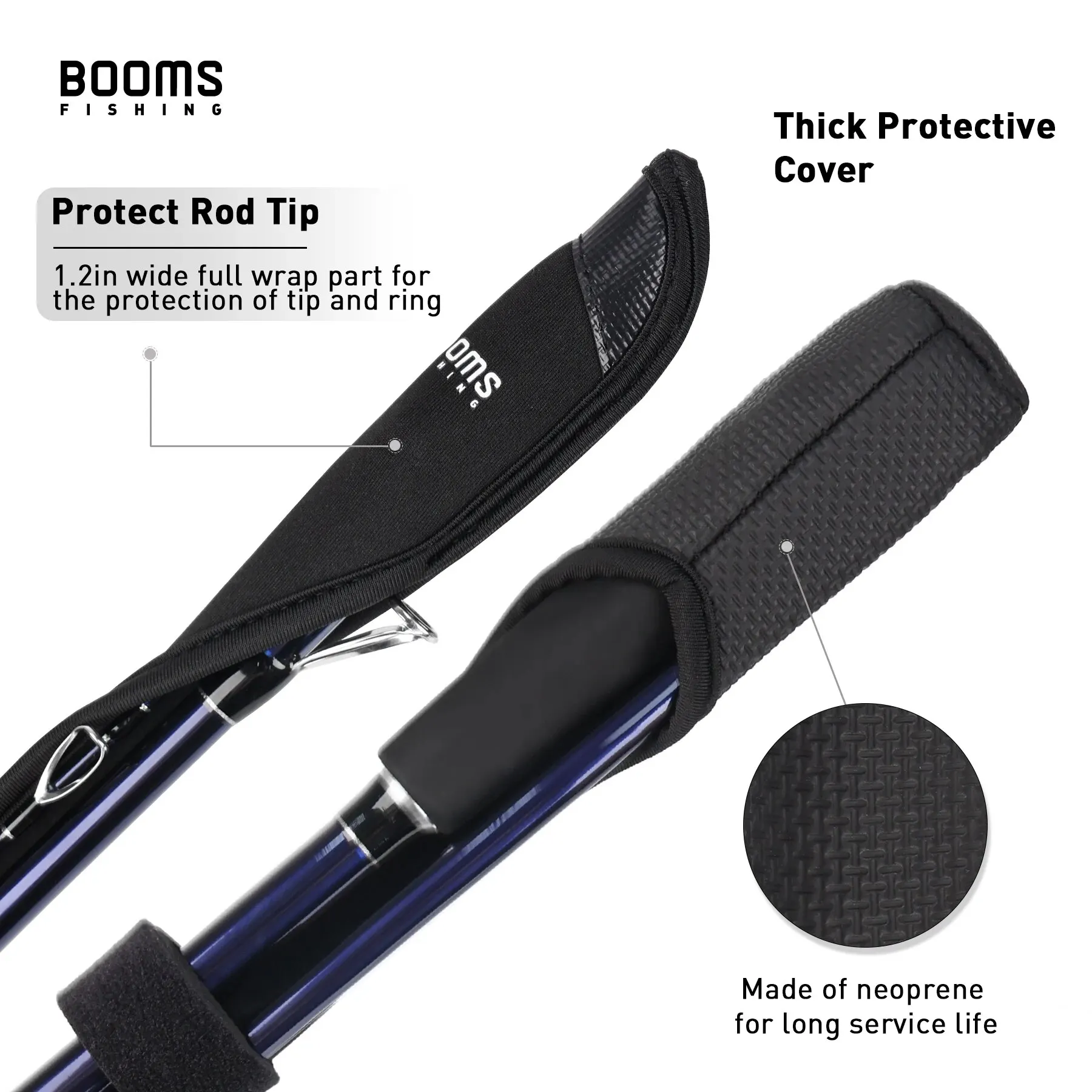 Booms Fishing RS6 Rod Protective Sheath Case Fly Fishing Rods Cover Pole Bag Holder Belt Straps Wrap Portable Tools Accessories