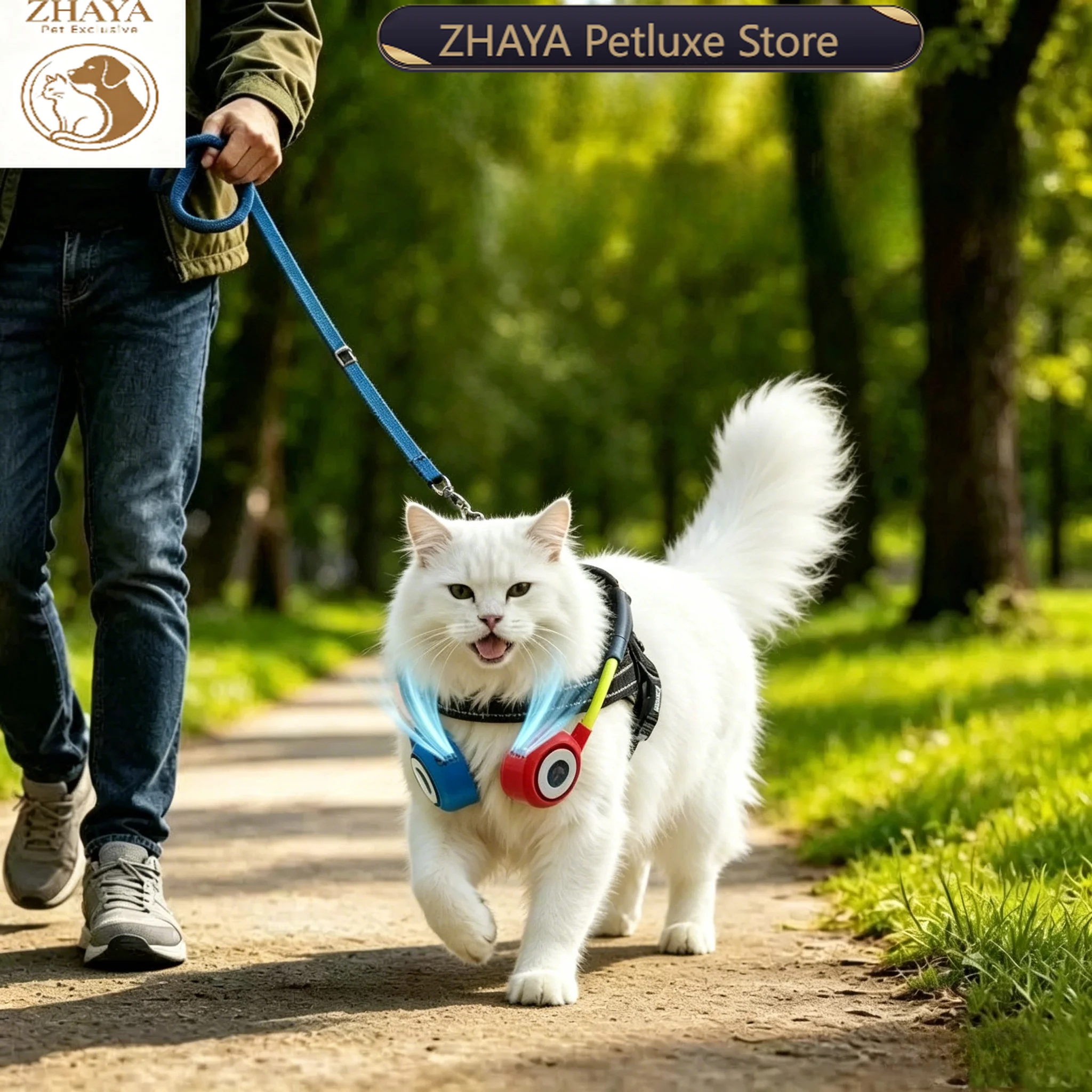 ZHAYA Dog Neck Fan Portable Summer Cooling Wearable Hands Free Fan for Dogs Outdoor Travel Walking Camping Pet Accessories