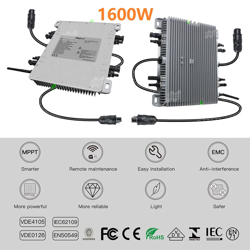 1600WG3 INMETRO VDE IEC DEYE Solar Micro Inverter Converter 4MPPT IP67 Built-In WIFI,22-55VDC To 80-260VAC From EU shipment