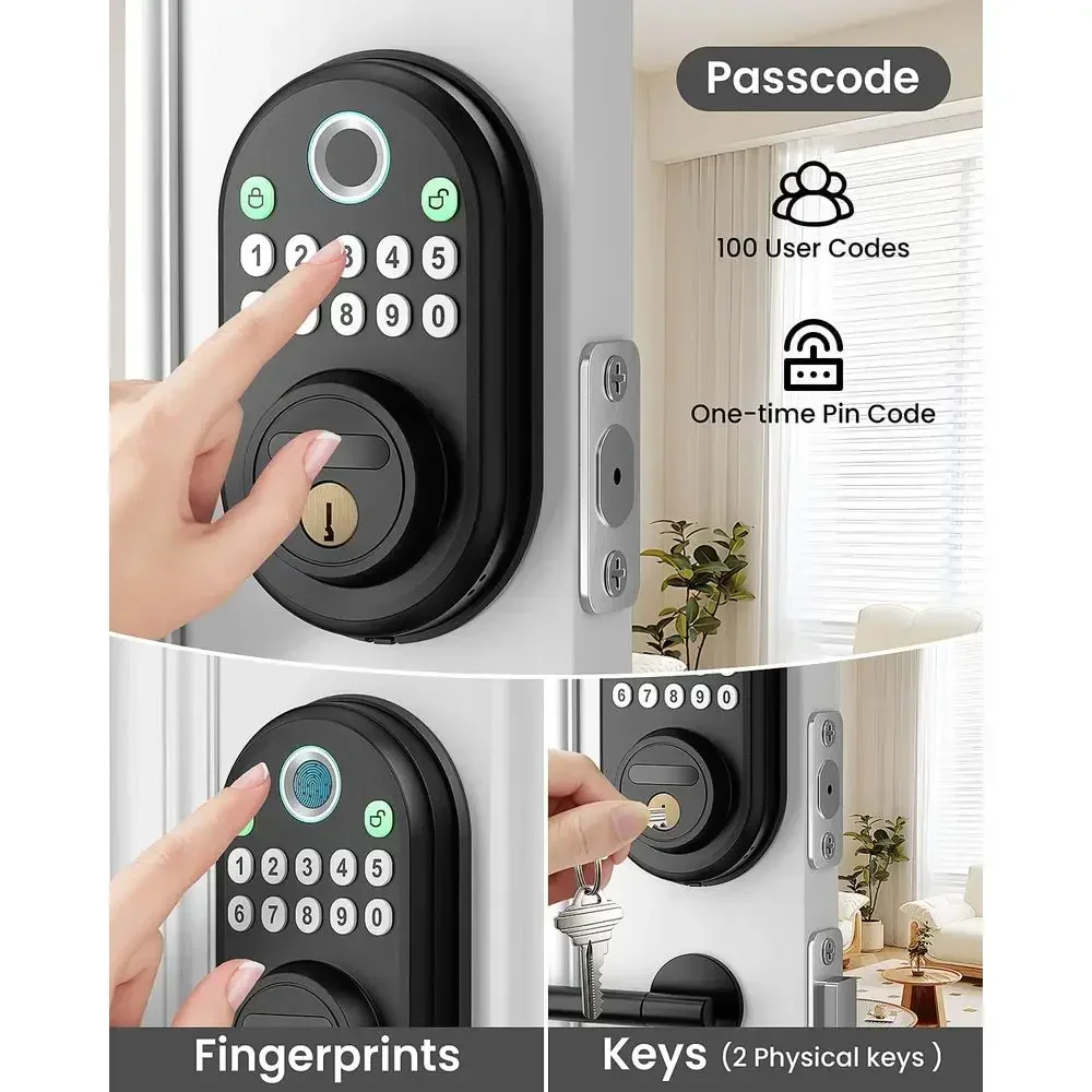 Fingerprint Door Lock with Keypad - Keyless Entry Smart Deadbolt Lock for Front Door with 2 Keys, Auto Locking, Easy Installatio