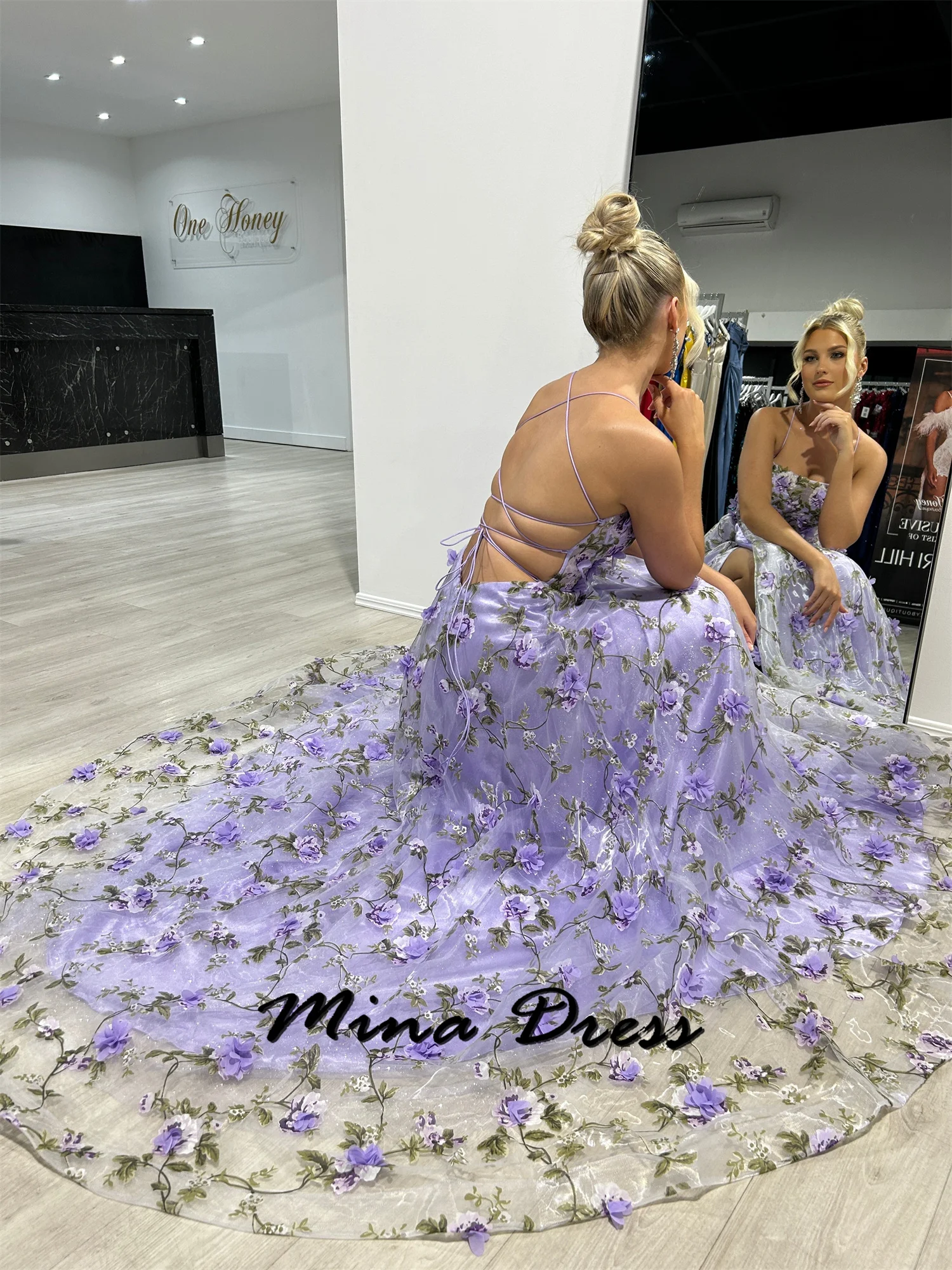 Mina Customized Backless Gala Dresses Woman 2024 for Party Dress Sleeveless Floral Spaghetti Straps Ball Gowns Evening Gown Prom