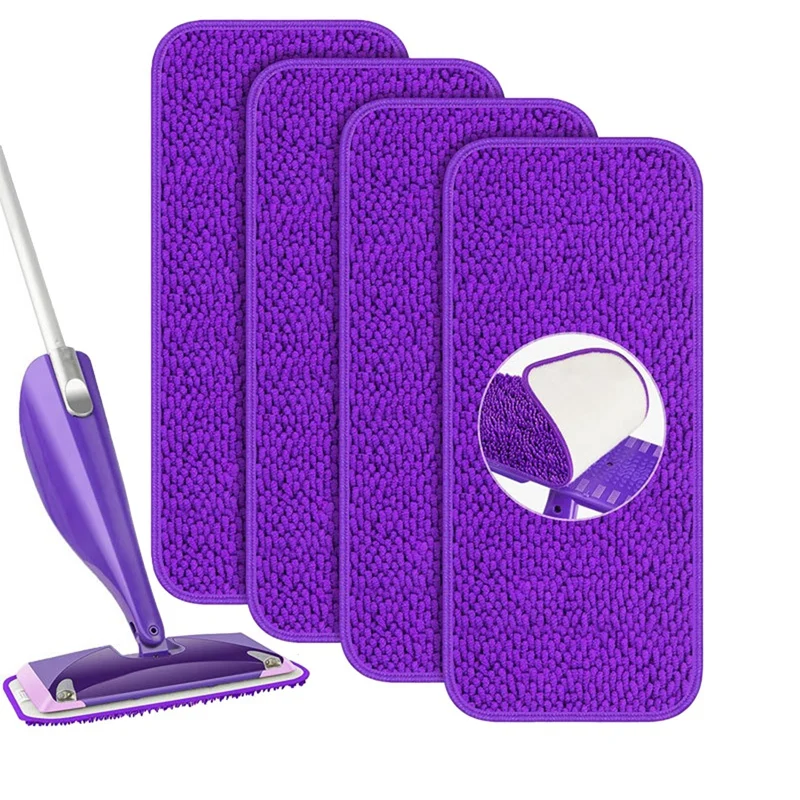 Almohadillas de repuesto reutilizables para fregona eléctrica Swiffer Power Mop Starter Kit-repuestos de almohadillas Swiffer para limpieza de suelos 4 piezas moradas