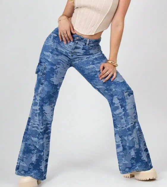 Spring Autumn Hot Selling Women's Jeans Fashionable Street Straight Leg Wide Leg Pants Hip-Hop Retro Casual Denim Wide Leg Pants