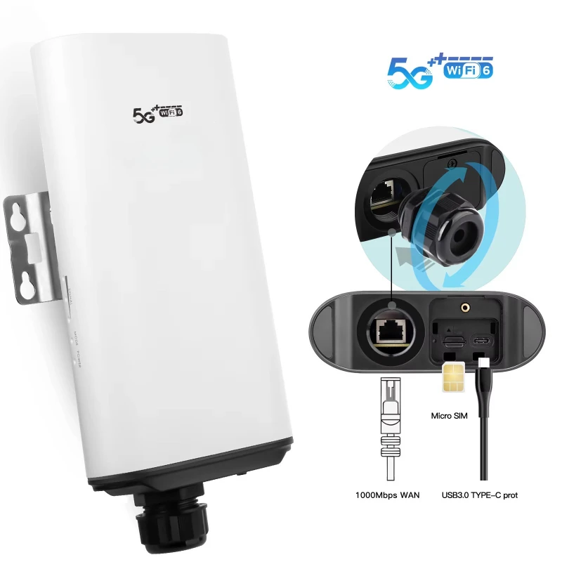 C120 SA NSA WiFi 6 CPE Outdoor WiFi6 X55 System Outdoor 4G 5G Dual Band Router With Sim Card Slot