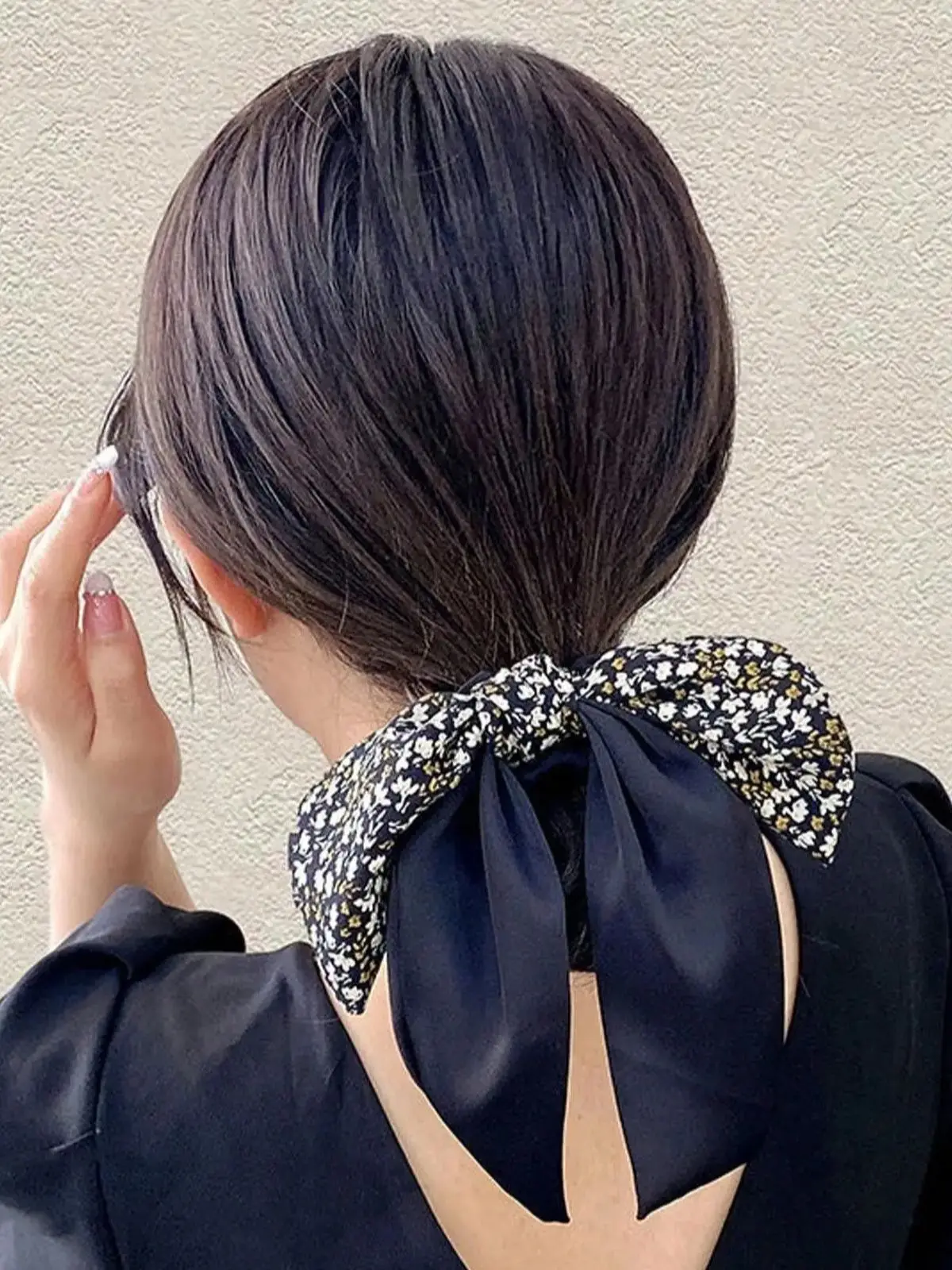 1/2/3 szt. Damskie, vintage, francuskie, modne, proste i eleganckie gumki do włosów z kokardką, w stylu boho, do codziennego użytku (2Pcs Black Cham / Rozmiar pasuje do wszystkich) — Zdjęcie 2 z 2
