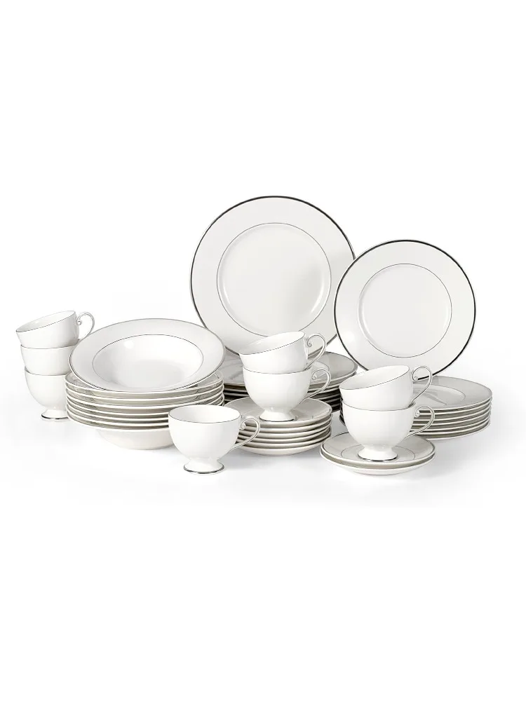 

XCYXCYMikasa Cameo Platinum 40-Piece Dinnerware Set, Dinner,Salad,Cereal, Fruit, Service for 8,White