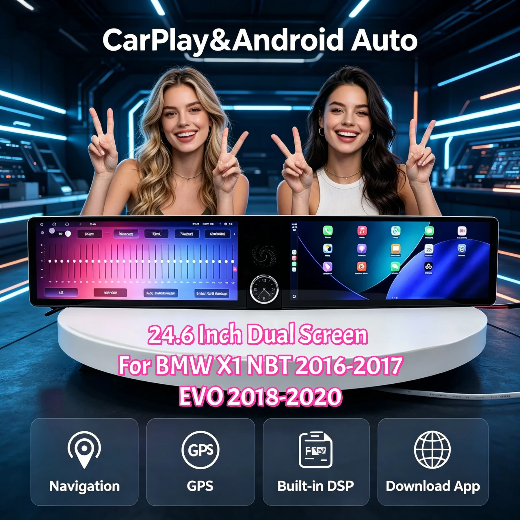 

Dual Screen Android Car Radio Wireless Carplay 24.6" For BMW X1 Series F48 2016-2020 Multimedia Player GPS Navigation Head Unit