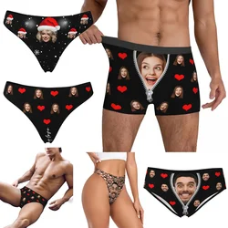 Roupa íntima personalizada para homens, cuecas boxers personalizadas com presentes faciais para namorado e marido, presente de dia dos namorados de Halloween