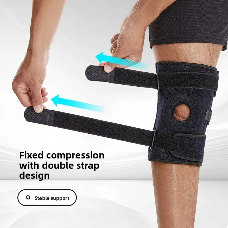Double Strap Compression Breathable Non-Slip Knee Brace with Built-in Spring Support, Special Knee Joint Protection for Running
