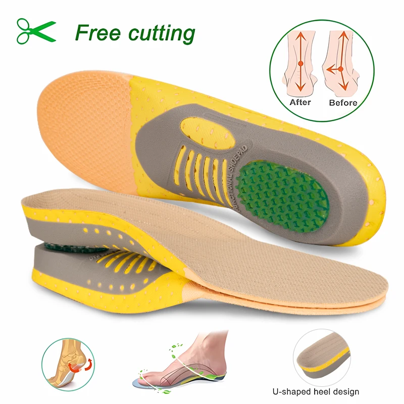 1 pair Orthopedic Insoles Orthotics Flat Foot Health Sole Pad for Shoes Insert Arch Support Pad for Plantar Fasciitis Feet Care