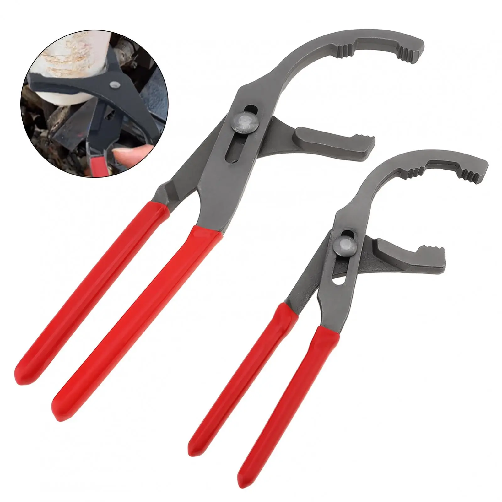 2pcs 9inch and 12inch Adjustable Oil Filter Wrench Set for Cars Trucks Motorcycles Carbon Steel Oil Filter Removal Tool Pliers