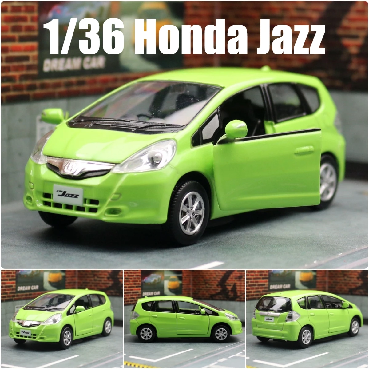 1/36 Honda JAZZ FIT Toy Car Model For Children RMZ CiTY 5\'\' Diecast Miniature Pull Back Doors Openable Collection Gift Boys