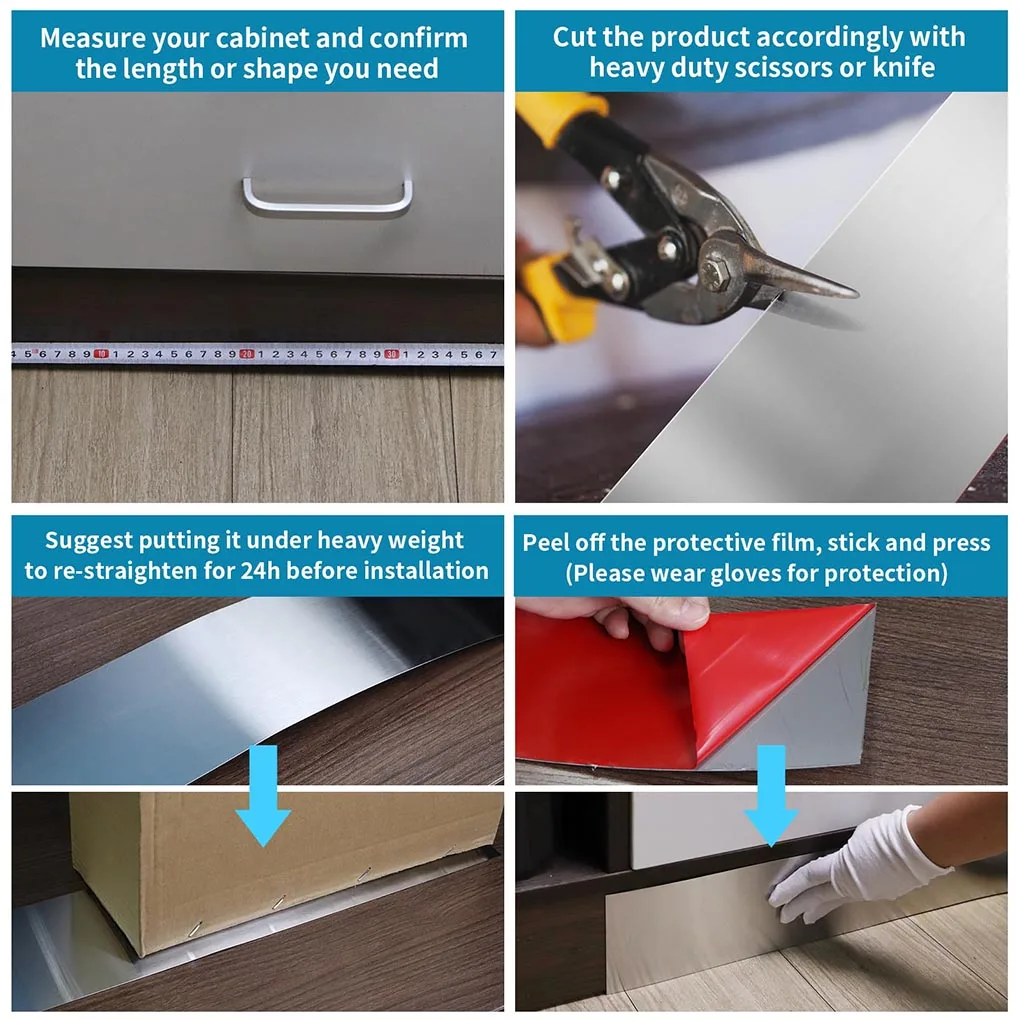 Stainless Steel Steel Toe Covers 10cm X 260cm Baseboard Plate For Kitchen Islands L Shaped Baseboard B 10X260CM