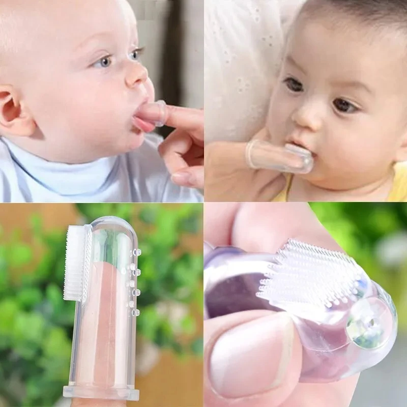 3Pcs Baby Silicone Finger Toothbrush Children Teeth Clear Massager Pet Silicone Finger Rubber Oral Clean Care Newborn Baby Item