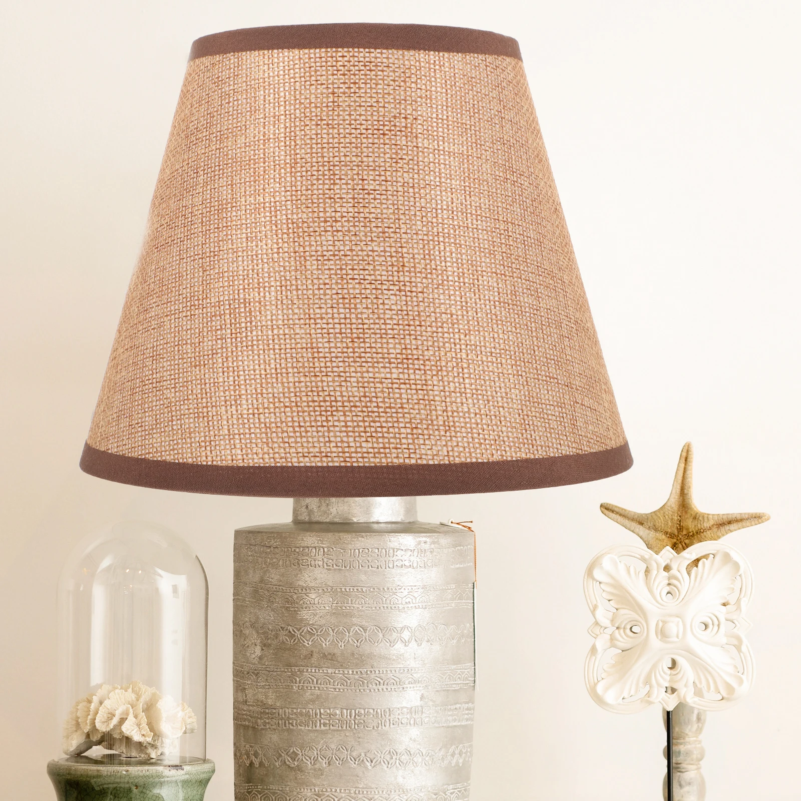 

Fabric Lampshade Table Lampshades Light Brown Desk Cover Bedroom Living Room Farmhouse Fixture Metal Shade Soften Light