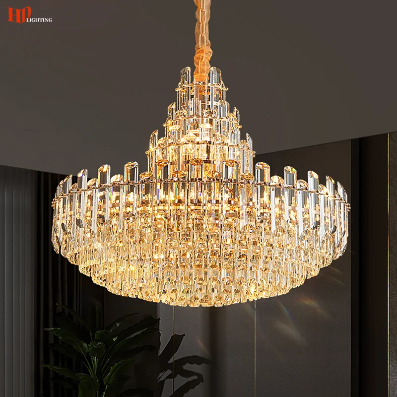 

HD Luxury LED Crystal Staircase Chandeliers Postmodern Minimalist Villa Duplex Hall Lighting Home Decor Fixtures Free Shipping