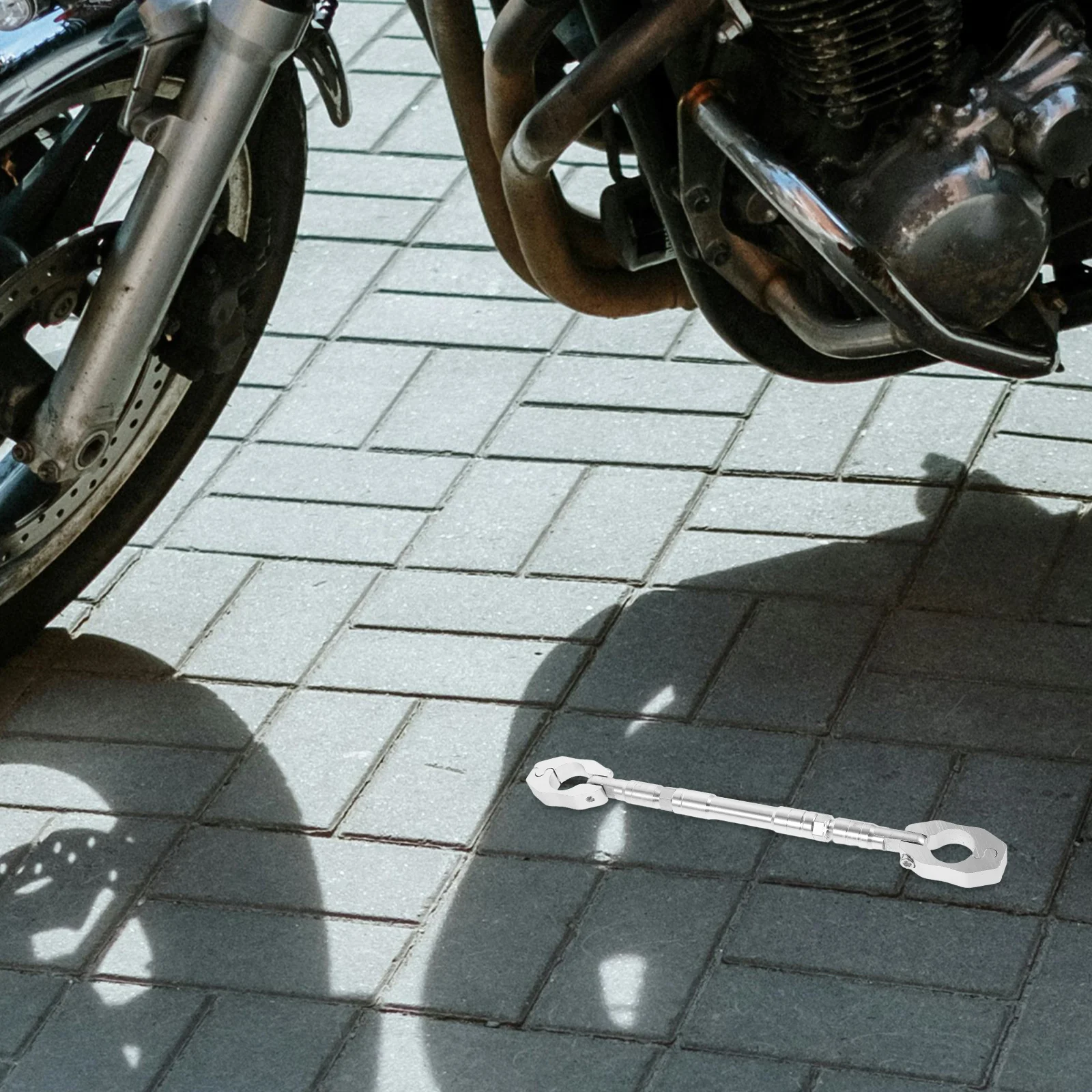 

Easy Install Adjustable Motorcycle Handlebar Reinforcement Bar Silver Balance Bar Modification Accessory Crossbar Brace Clamp