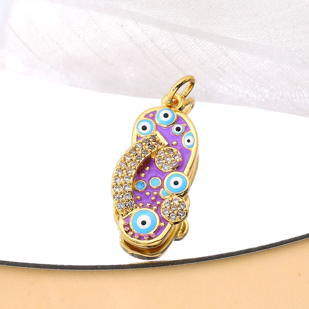 Juya Handwerk Bunte Emaille Anhänger Hausschuhe Hamsa Fatima Türkische Griechische Bösen blick Charms Für DIY Mode Schmuck Machen – Detail 14