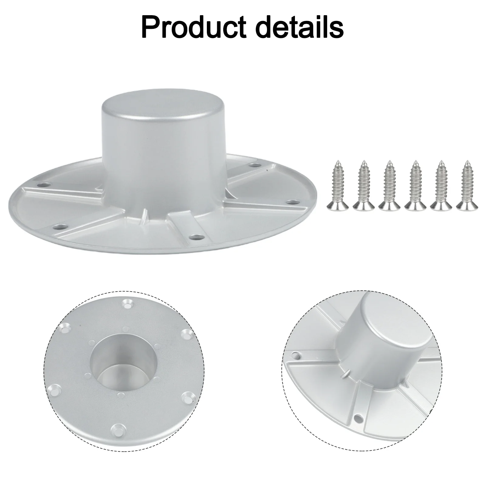 Aluminum Table Leg Mount Base For RV Boat Trailers Round Pedestal Designed For Standard 5.91 Inch Outer Diameter