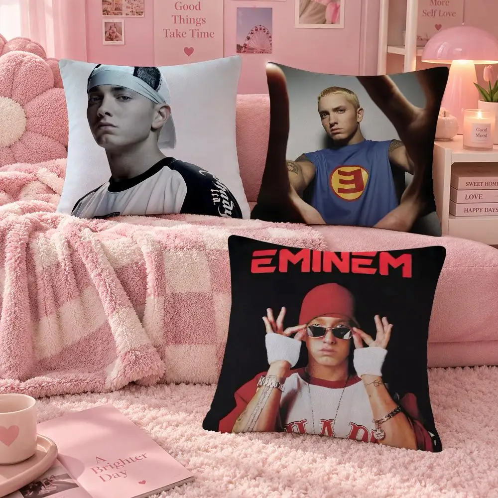 Rapper Hip-Hop Eminem Cushion Cover Soft Throw Pillow Cover Washable Plush Cushion Case for Sofa Bed Living Room