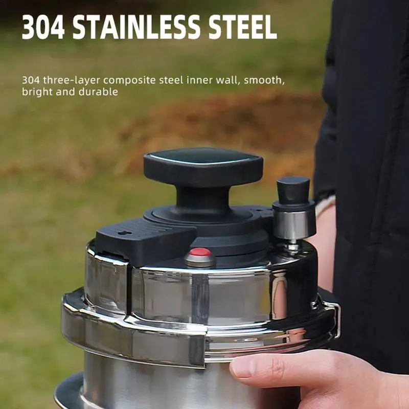 1.2L Pressure Cooking Pot Mini Pressure Cooker 304 Stainless Steel Portable Rice Cooker Outdoor Camping Pressure Pot Cooker