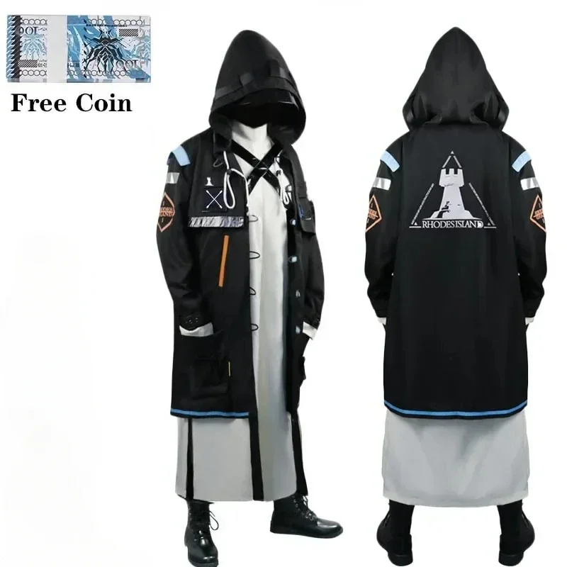 Game Arknights Doctor Cosplay Costume Halloween Rhodes Island  Doctor Outfits Jacket Pants Mask Gloves(Free Lungmen Coin)