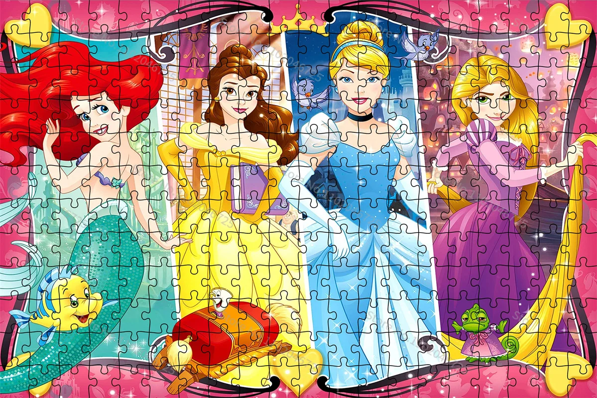 300 500 1000 Pieces Disney Princess Tangled Cinderella Cartoon Creative Paper Puzzle Educational Toy Kids Adult Collection Hobby