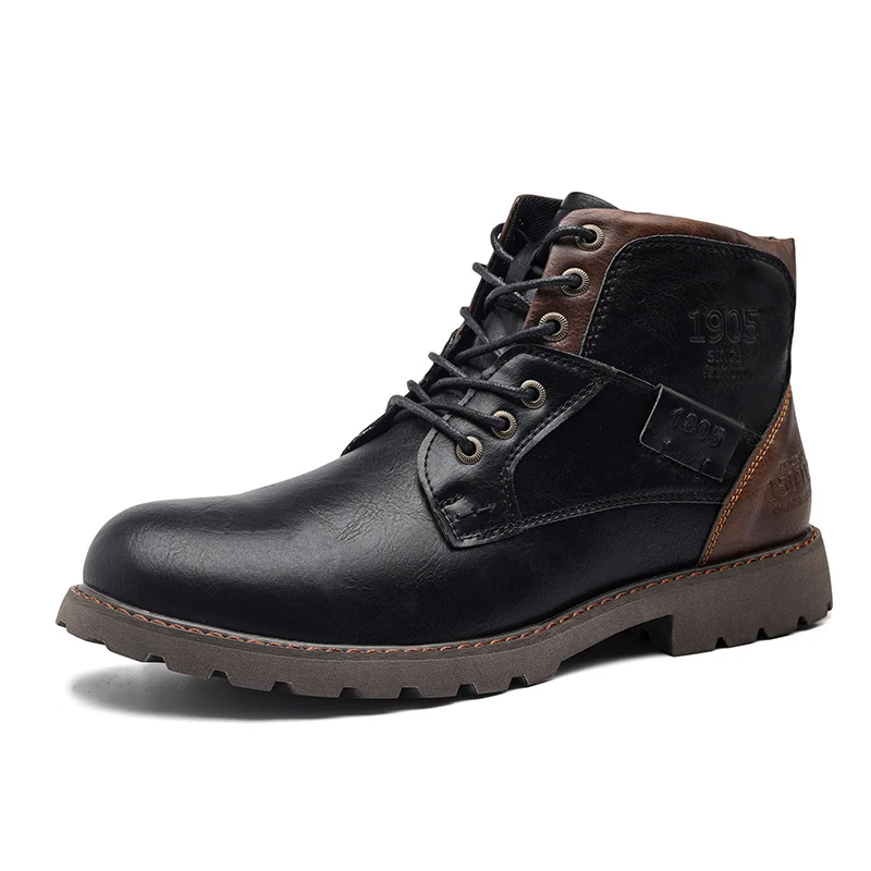 

Waliantile Waterproof PU Leather Ankle Boots For Men Male High Quality Retro Marton Shoes Autumn British Casual High Top Boots