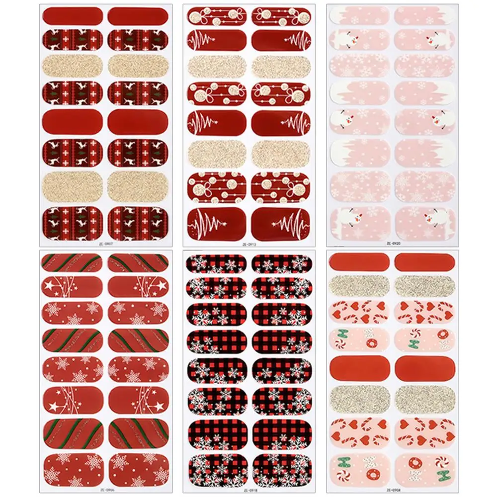 สติ๊กเกอร์ทาเล็บเรืองแสงคริสต์มาส - สติ๊กเกอร์ติดเล็บแบบมีกาวในตัว 16 ชิ้น ของขวัญศิลปะเล็บ DIY ที่สมบูรณ์แบบสำหรับวันหยุด