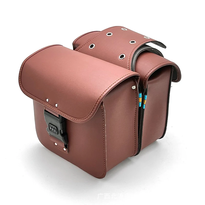 Motorcycle Universal Saddlebags Lockable PU Leather Side Storage Bags Detachable Luggage Pouch For Motorcycles Accessories