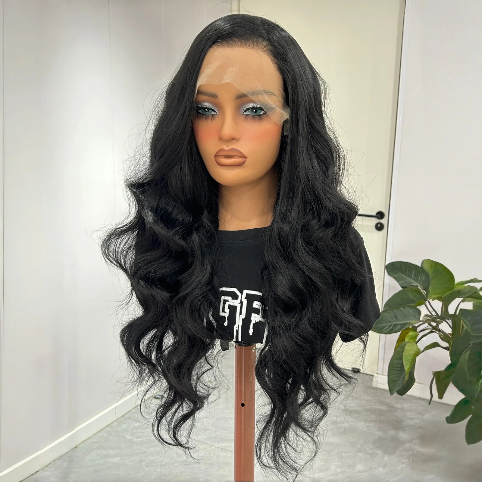 

Long Black Body Wave Lace Front Wigs for Women Long Free Part Natural Curly Wavy Synthetic Heat Resistant Fiber Cosplay Daily