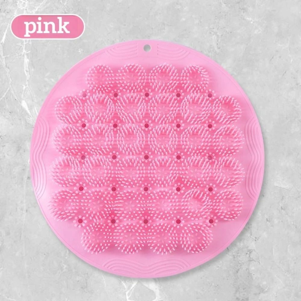 Reusable Solid Color Back Scrubber Multifunction Sucker Bath Brush Wall Mounted Convenient Exfoliating Brush Mat Wash Feet