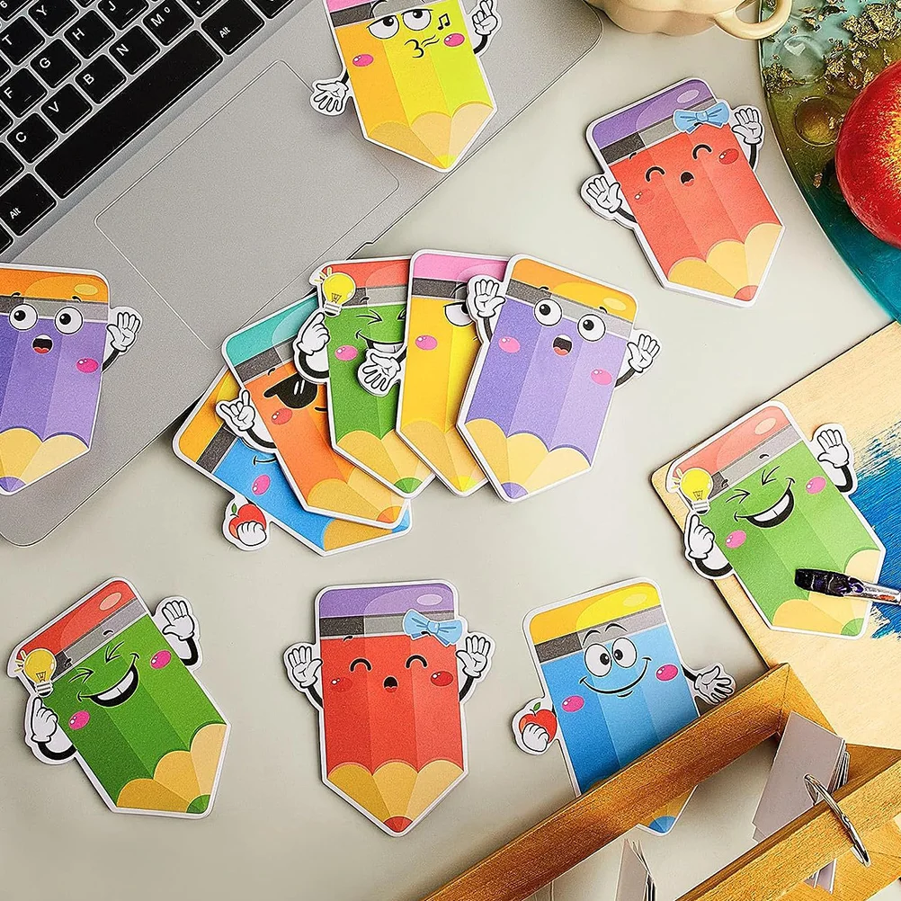 6 Books Memo Pads Office Compact Stickers Portable Pencils Note Self-adhesive Tearable Paper Cartoon Adorable