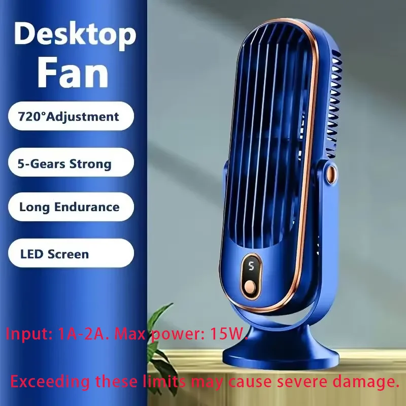 Portable USB Fan | 5 Speeds, 720° Swivel, Quiet Cool Breeze, Air Circulation, Indoor/Outdoor Use, Ideal For Home, Office, Travel image 2