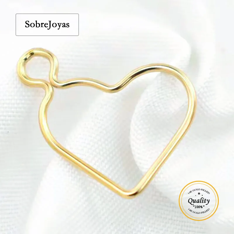 

Подвеска-сердце из позолоченного золота 14K, 15,5 мм, с кольцом, блестящая, для ожерелья и серег, аксессуары для самостоятельного изготовления украшений