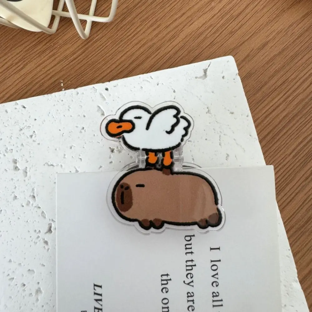 PP Cartoon Capybara Clip Acrylic Stationery Capybara Paper Clip Creative Animal Style Cute Capybara Photo Clip Files