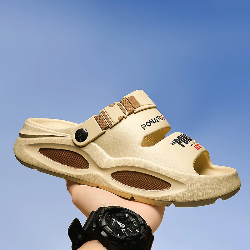 

HKDQ новые мужские тапочки, большие размеры 40-45, легкие нескользящие туфли для вождения с защитой от запаха, домашние и уличные летние пляжные повседневные тапочки