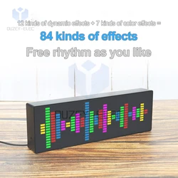 LED Light Stereo Music Spectrum Electronic Clock 1624 Segment Rhythm Light Level Voice Sensor Clock 384 LEDs 7 Color Display