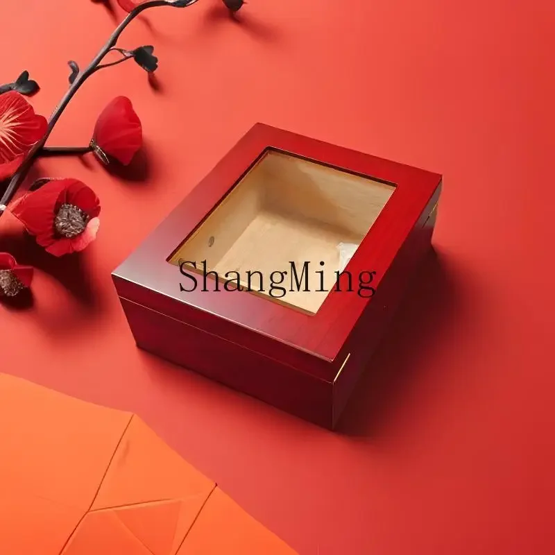 

CL cedar wood cigar box alcohol cigar transparent window built-in baffle solid wood seal