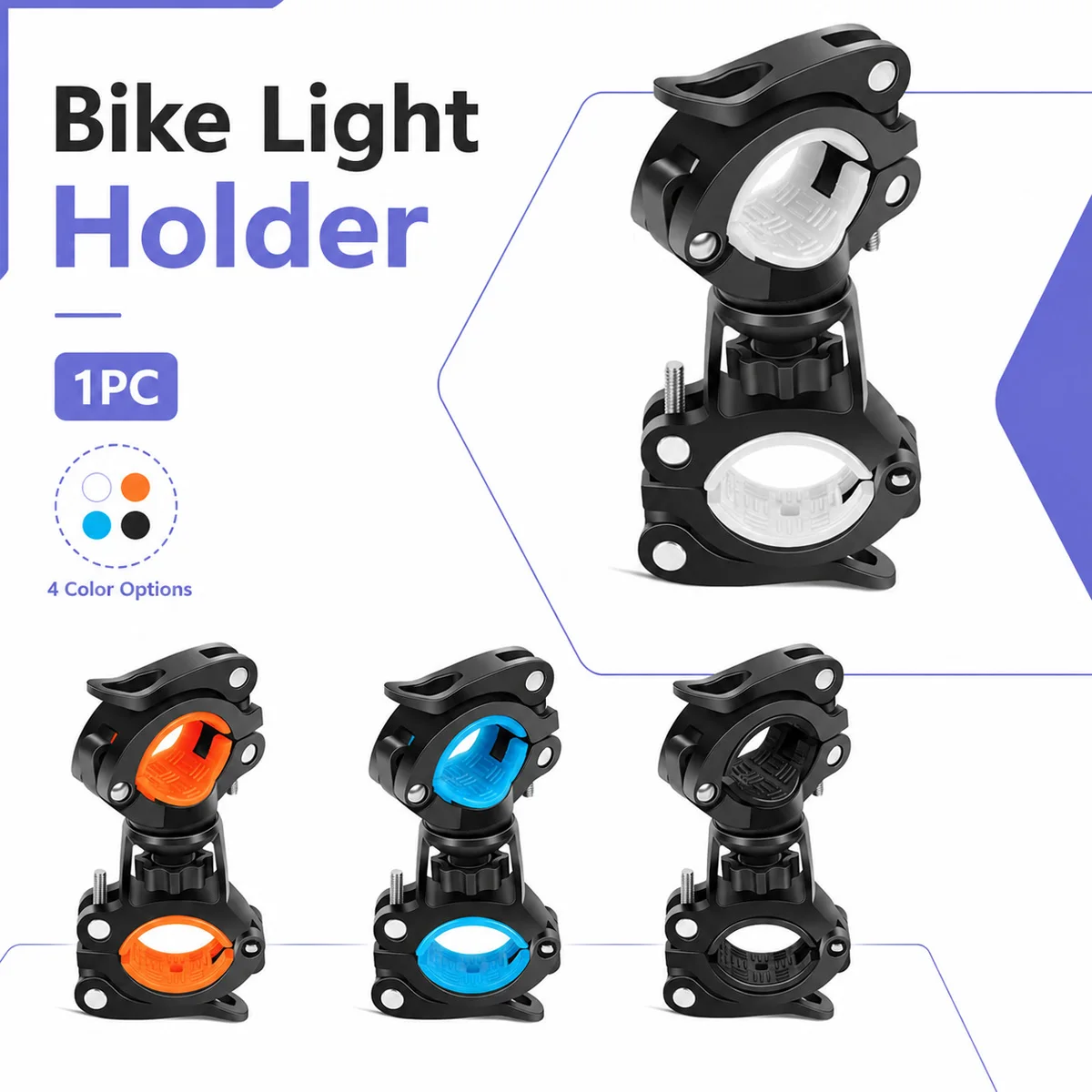1PC Bicycle Torch Holder 360° Rotating Bike Flashlight Mount Handlebar Clip Light Bracket for Mountain Road Bike Scooter Multi