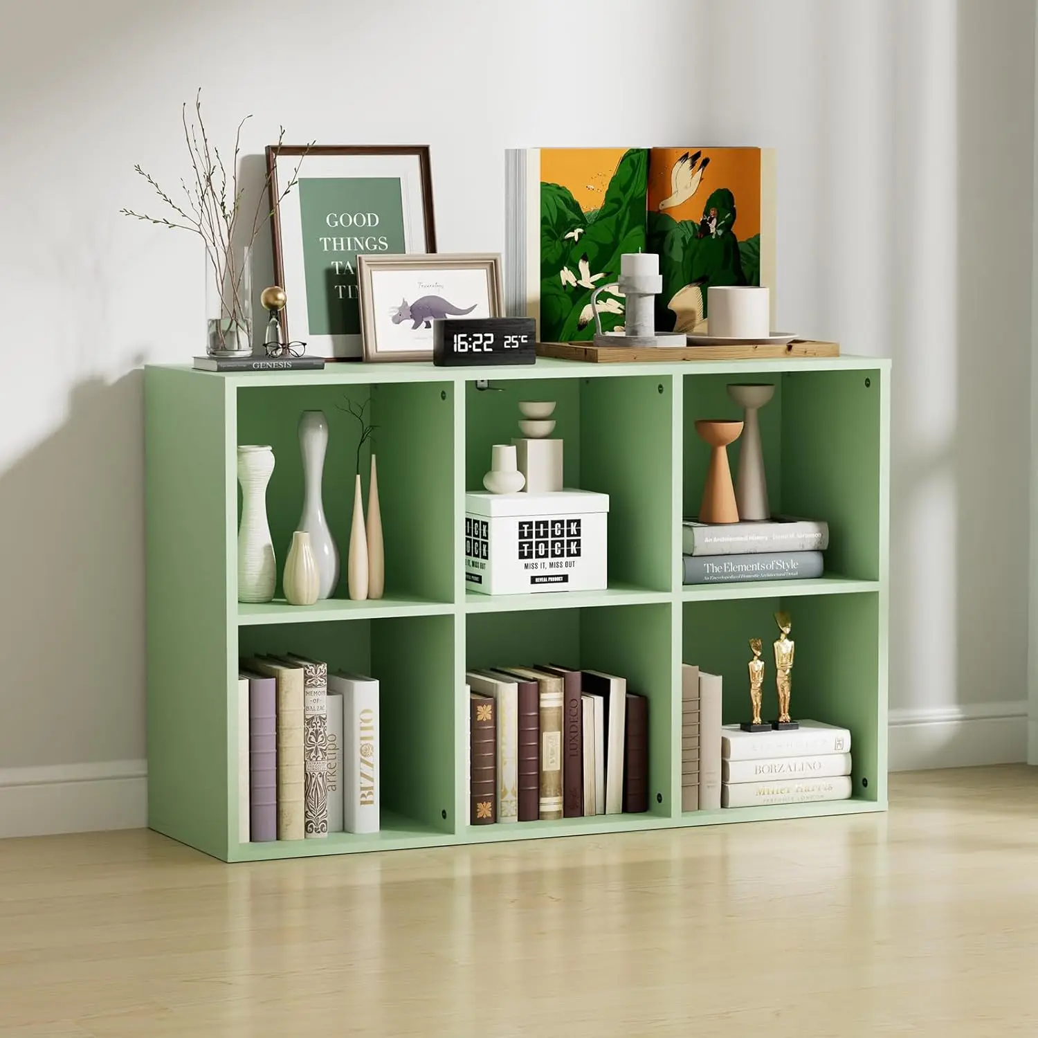 

6 Cube Wooden Storage Organizer Closed Back Shelf Compartments Living Room Bedroom Study Room Customized