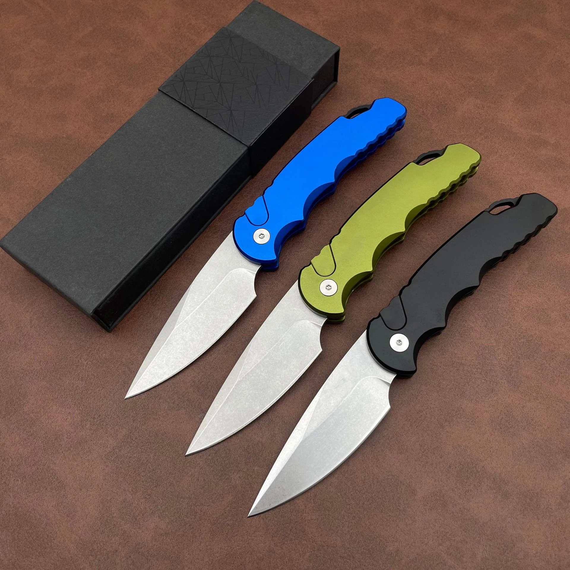 

3Models T501 Folding Knife 3.23" S35VN Stonewashed Plain Blade, Aluminum Handles