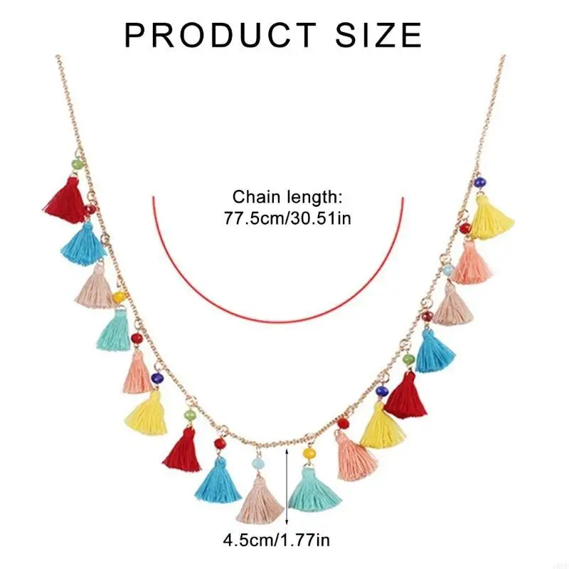 Vintage Bohemian Tassels Necklace Long Sweater Chain For Casual Wear Travel Use